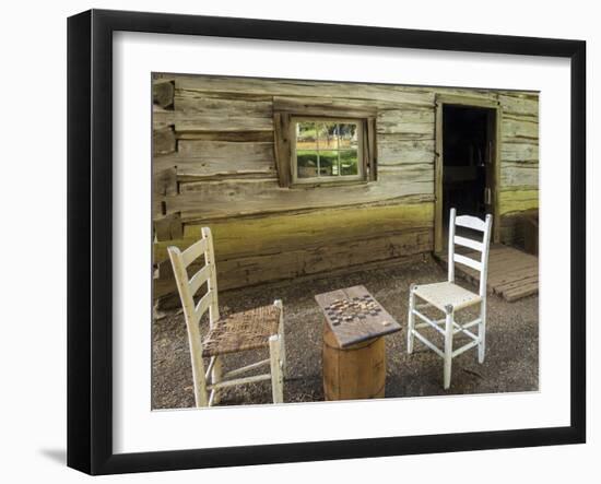 USA, Virginia, Mabry Mill. Checkers Board on Barrel-Don Paulson-Framed Photographic Print