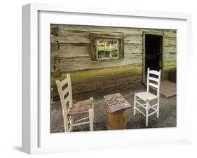 USA, Virginia, Mabry Mill. Checkers Board on Barrel-Don Paulson-Framed Photographic Print