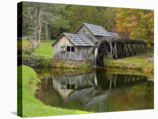 USA, Virginia, Mabry Mill. Composite of Mill and Pond-Don Paulson-Stretched Canvas