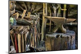 USA, Virginia, Mabry Mill. Tools in Blacksmith Shop-Don Paulson-Mounted Photographic Print