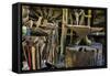 USA, Virginia, Mabry Mill. Tools in Blacksmith Shop-Don Paulson-Framed Stretched Canvas