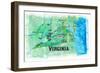 USA Virginia State Travel Poster Map With Highlights And FavoritesL-M. Bleichner-Framed Art Print