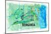 USA Virginia State Travel Poster Map With Highlights And FavoritesL-M. Bleichner-Mounted Art Print