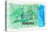 USA Virginia State Travel Poster Map With Highlights And FavoritesL-M. Bleichner-Stretched Canvas