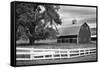 USA, Washington. Barn and Wooden Fence on Farm-Dennis Flaherty-Framed Stretched Canvas