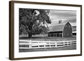 USA, Washington. Barn and Wooden Fence on Farm-Dennis Flaherty-Framed Photographic Print