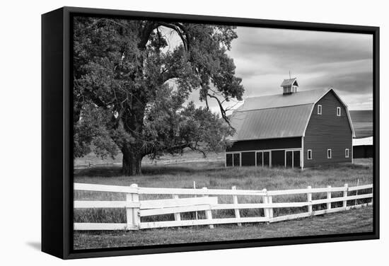 USA, Washington. Barn and Wooden Fence on Farm-Dennis Flaherty-Framed Stretched Canvas
