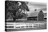 USA, Washington. Barn and Wooden Fence on Farm-Dennis Flaherty-Stretched Canvas