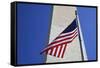 USA, Washington DC. American flag and the Washington Monument.-Jaynes Gallery-Framed Stretched Canvas