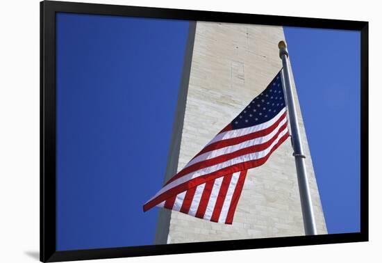 USA, Washington DC. American flag and the Washington Monument.-Jaynes Gallery-Framed Photographic Print