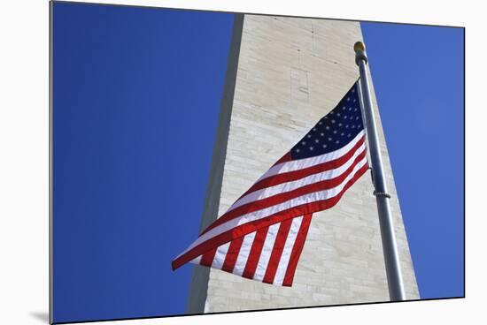 USA, Washington DC. American flag and the Washington Monument.-Jaynes Gallery-Mounted Photographic Print