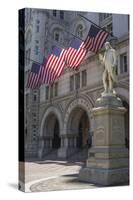 USA, Washington Dc. Ben Franklin Statue Fronts Old Post Office-Charles Crust-Stretched Canvas