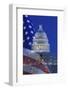 USA, Washington DC. Composite of flag and Capitol Building at night.-Jaynes Gallery-Framed Photographic Print