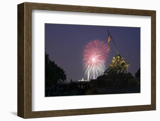 USA, Washington DC, DC, July 4 Fireworks Behind the Iwo Jima Memorial-Hollice Looney-Framed Photographic Print