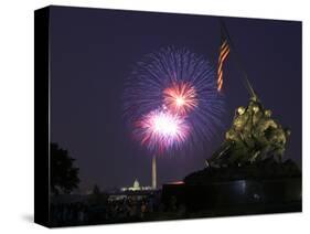 USA, Washington DC, DC, July 4 Fireworks Behind the Iwo Jima Memorial-Hollice Looney-Stretched Canvas