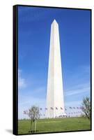 USA, Washington DC, Flags waving around the Washington Monument-Hollice Looney-Framed Stretched Canvas