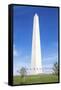 USA, Washington DC, Flags waving around the Washington Monument-Hollice Looney-Framed Stretched Canvas