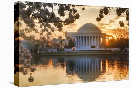 USA, Washington DC, Jefferson Memorial with Cherry Blossoms at Sunrise-Hollice Looney-Stretched Canvas