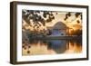 USA, Washington DC, Jefferson Memorial with Cherry Blossoms at Sunrise-Hollice Looney-Framed Photographic Print