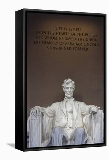 USA, Washington Dc, Lincoln Memorial, Statue of Abraham Lincoln-Walter Bibikow-Framed Stretched Canvas