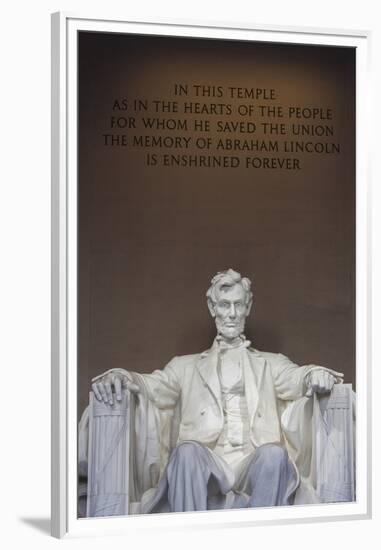 USA, Washington Dc, Lincoln Memorial, Statue of Abraham Lincoln-Walter Bibikow-Framed Premium Photographic Print