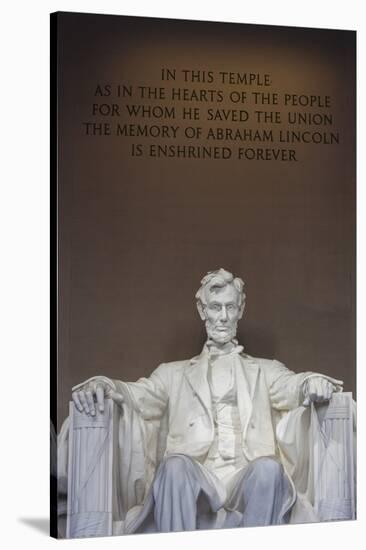 USA, Washington Dc, Lincoln Memorial, Statue of Abraham Lincoln-Walter Bibikow-Stretched Canvas