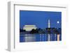 USA, Washington DC, Moon Rising Over the Memorial Bridge and the Lincoln Memorial,-Hollice Looney-Framed Photographic Print