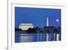 USA, Washington DC, Moon Rising Over the Memorial Bridge and the Lincoln Memorial,-Hollice Looney-Framed Photographic Print