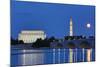 USA, Washington DC, Moon Rising Over the Memorial Bridge and the Lincoln Memorial,-Hollice Looney-Mounted Photographic Print