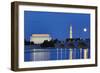 USA, Washington DC, Moon Rising Over the Memorial Bridge and the Lincoln Memorial,-Hollice Looney-Framed Photographic Print