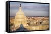 USA, Washington DC. Sunrise over the U.S. Capitol building and city.-Christopher Reed-Framed Stretched Canvas