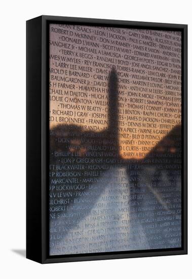 USA, Washington Dc, Vietnam War Memorial Reflects Washington Monument-Walter Bibikow-Framed Stretched Canvas