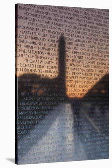 USA, Washington Dc, Vietnam War Memorial Reflects Washington Monument-Walter Bibikow-Stretched Canvas