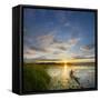 USA, Washington. Kayaker Paddling on Lake Washington's Union Bay-Gary Luhm-Framed Stretched Canvas