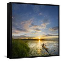 USA, Washington. Kayaker Paddling on Lake Washington's Union Bay-Gary Luhm-Framed Stretched Canvas