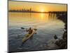 USA, Washington. Kayaker Paddling Sea Kayak on Elliott Bay-Gary Luhm-Mounted Photographic Print