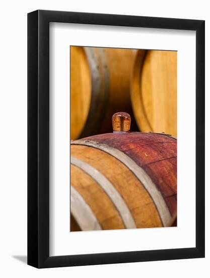 USA, Washington, Leavenworth. Glass bung in barrel cellar.-Richard Duval-Framed Photographic Print