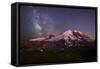 USA, Washington. Milky Way and Mt. Rainier, Mt. Rainier-Gary Luhm-Framed Stretched Canvas