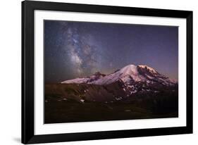 USA, Washington. Milky Way and Mt. Rainier, Mt. Rainier-Gary Luhm-Framed Photographic Print