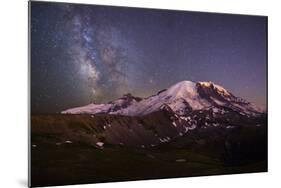 USA, Washington. Milky Way and Mt. Rainier, Mt. Rainier-Gary Luhm-Mounted Photographic Print