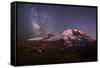 USA, Washington. Milky Way and Mt. Rainier, Mt. Rainier-Gary Luhm-Framed Stretched Canvas