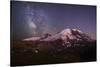 USA, Washington. Milky Way and Mt. Rainier, Mt. Rainier-Gary Luhm-Stretched Canvas