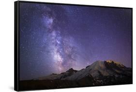 USA, Washington. Milky Way and Mt. Rainier, Mt. Rainier-Gary Luhm-Framed Stretched Canvas