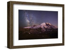 USA, Washington. Milky Way and Mt. Rainier, Mt. Rainier-Gary Luhm-Framed Photographic Print