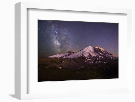USA, Washington. Milky Way and Mt. Rainier, Mt. Rainier-Gary Luhm-Framed Photographic Print
