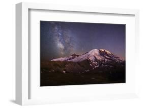 USA, Washington. Milky Way and Mt. Rainier, Mt. Rainier-Gary Luhm-Framed Photographic Print