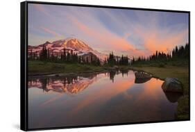 USA, Washington. Mt. Rainier Reflecting in a Tarn in Spray Park-Gary Luhm-Framed Stretched Canvas