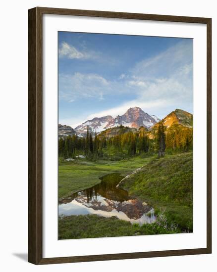 USA, Washington. Mt. Rainier Reflecting in a Tarn Near Pyramid Peak-Gary Luhm-Framed Photographic Print