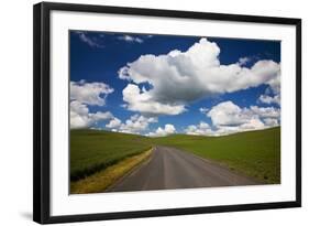 USA, Washington, Palouse. Backcountry Road Through Spring Wheat Field-Terry Eggers-Framed Photographic Print