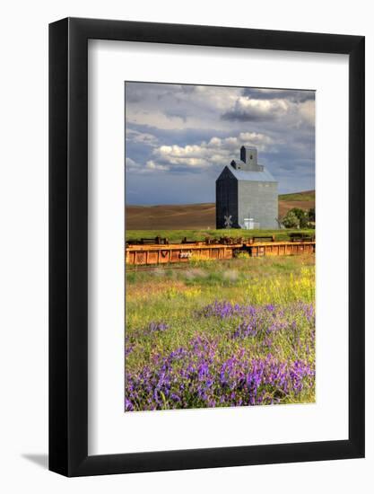 USA, Washington, Palouse. Old silo with wildflowers-Julie Eggers-Framed Photographic Print